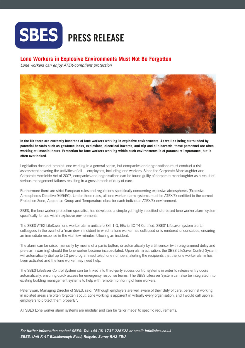 Lone Worker ATEX compliant protection